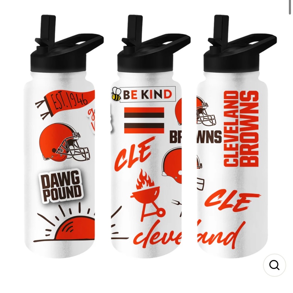 Cleveland Browns 34oz‎ Native Quencher Bottle Flip Top Browns Pride And Logo